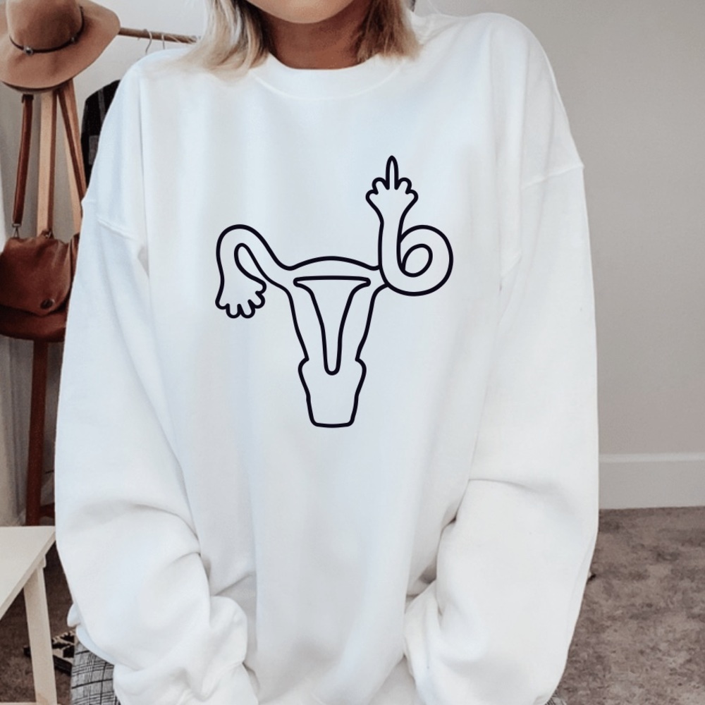 Middle Finger Uterus Graphic Sweatshirt Womens Rights